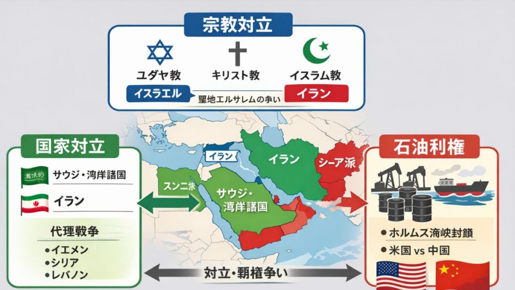 「宗教 vs 国 vs 石油」マップ